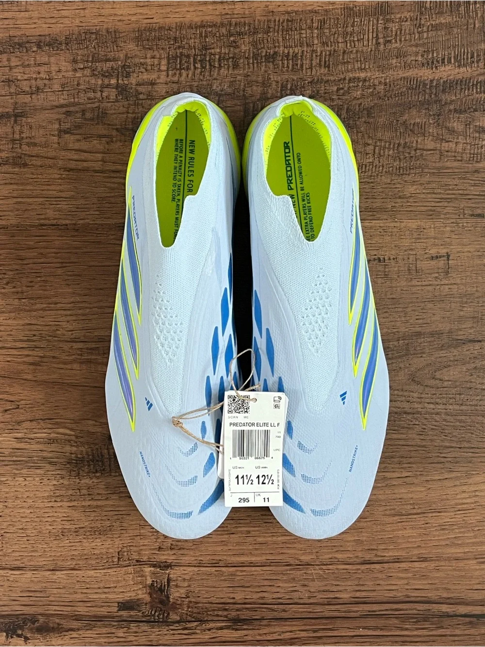 Adidas Predator Elite Laceless FG ‘Ray Blue Solar Yellow’ (size mens 11.5)